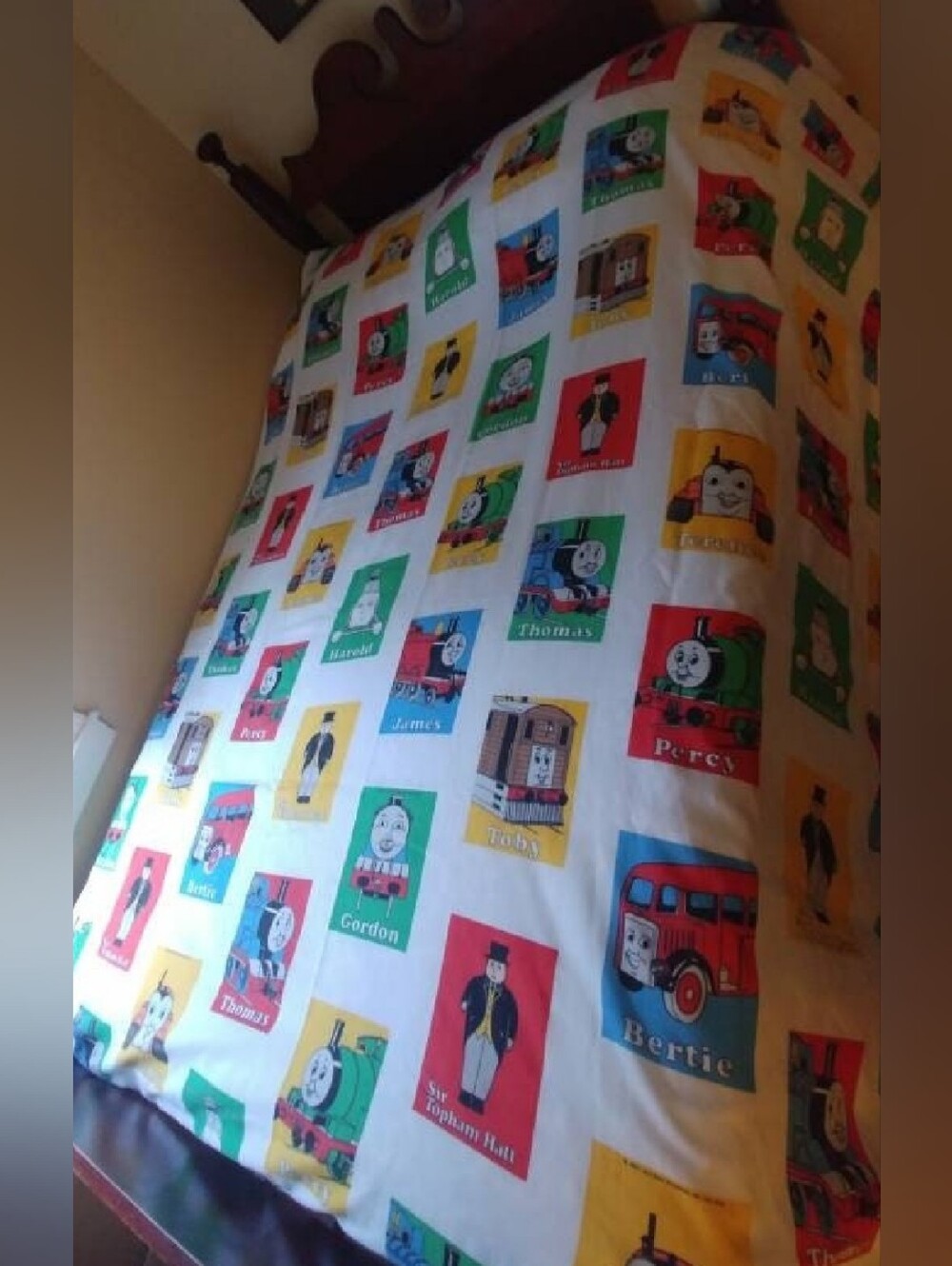 Vintage 90s Thomas the Train tank engine & Friends twin flat sheet 1992 Allcroft
